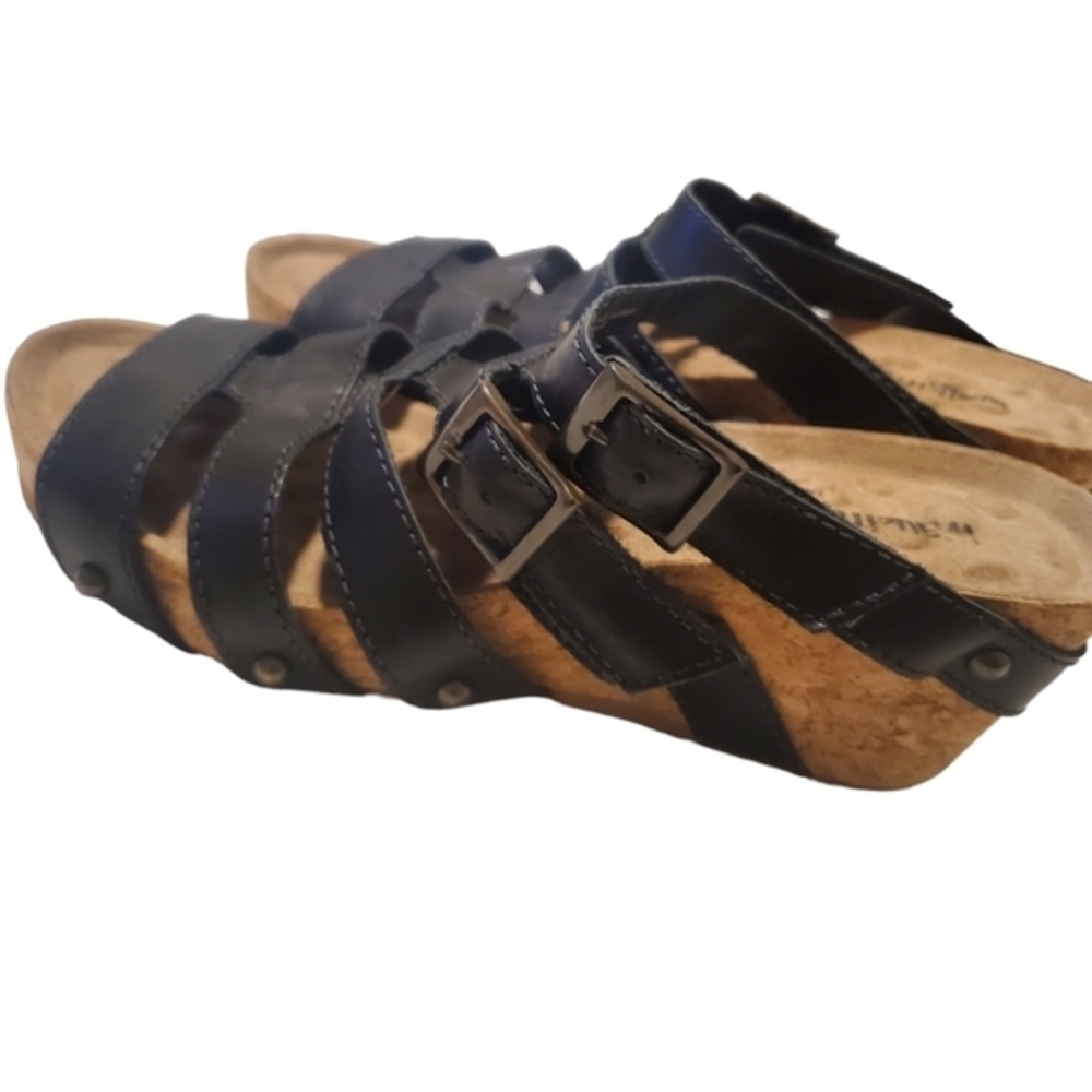 Black Strappy Wedge Sandals
